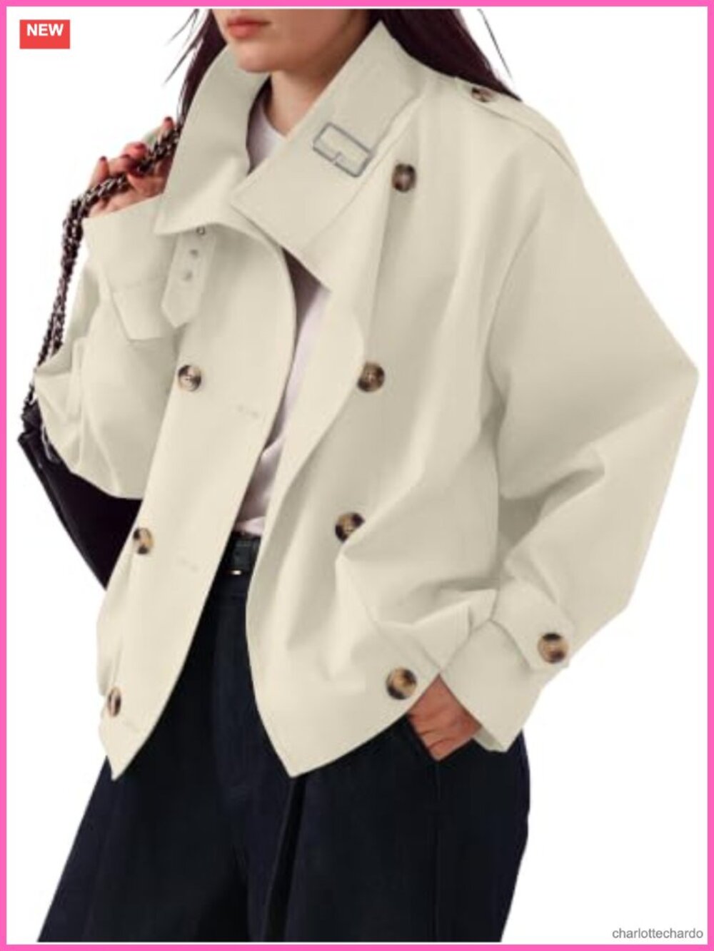 Women's Cropped Trench Coat Plus Size Funnel Neck Lightweight Fall Jacket